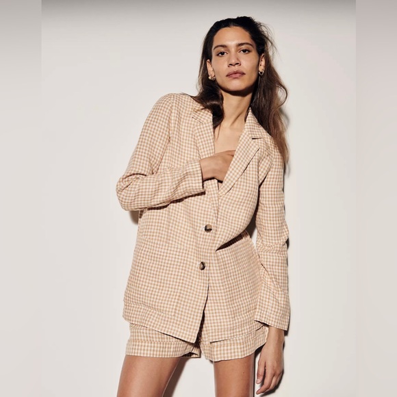Madewell Jackets & Blazers - NWT Madewell Linen Dorset Blazer in Gingham Check 🤎